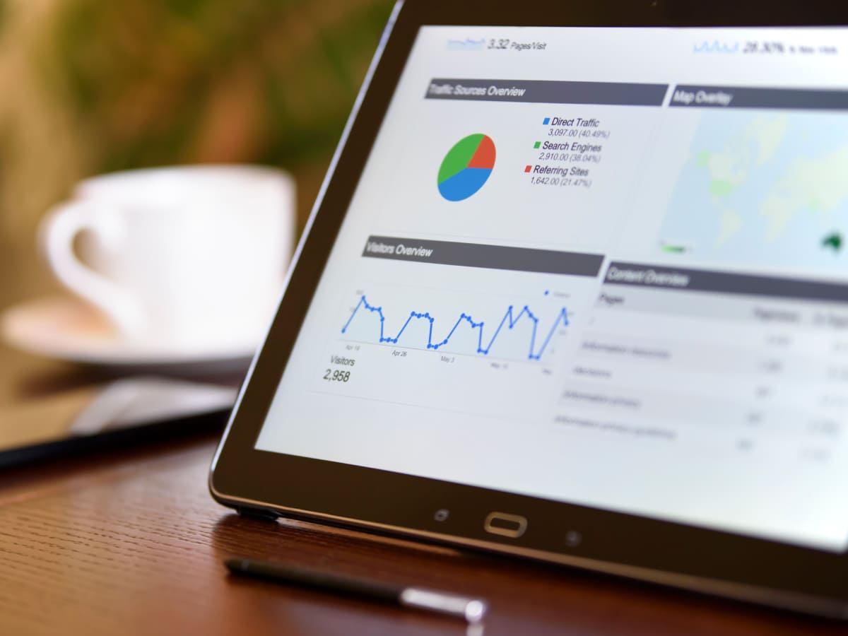 Analytics dashboard displaying website traffic and performance data
