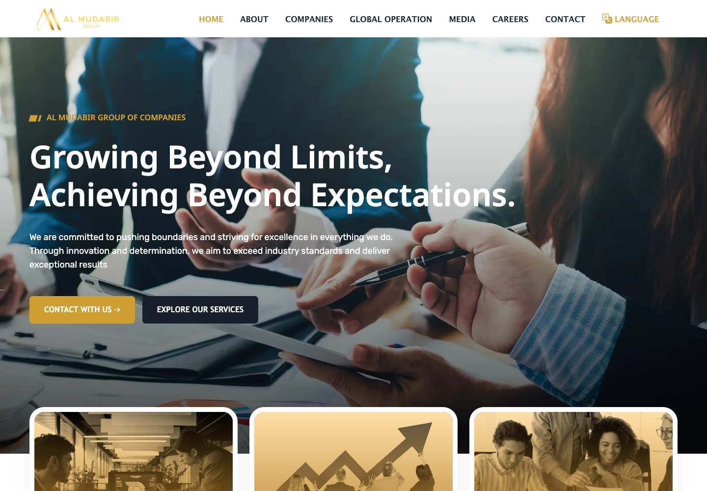 Al Mudabir Group website screen 1