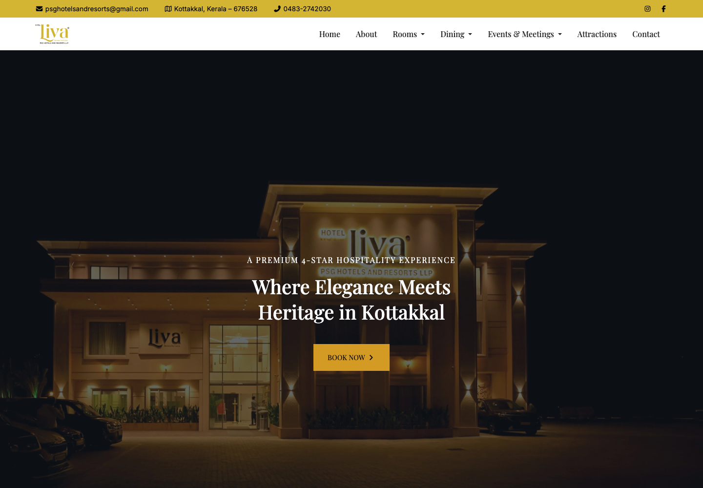 Liva PSG Hotel and Resort website screen 1