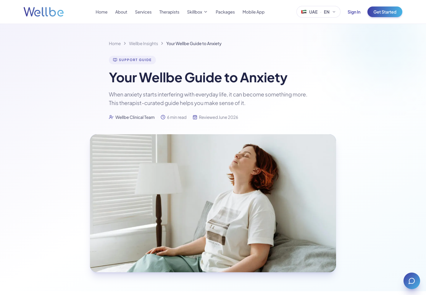 Wellbe therapist-curated anxiety support guide